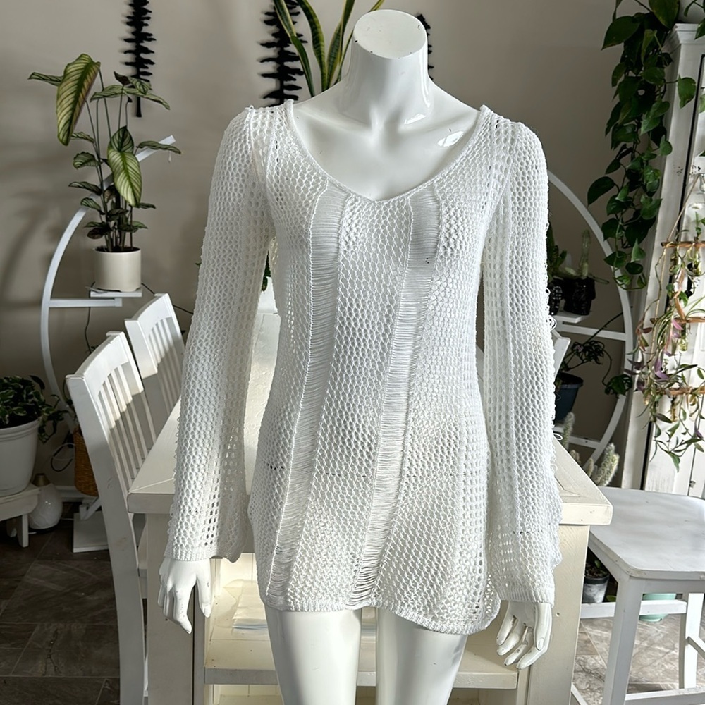 Size large crocheted, bathing suit cover white